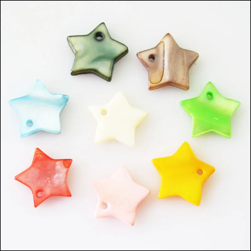 

40 New Charms Natural Shell Loose Star Flat Pendants 12mm Mixed