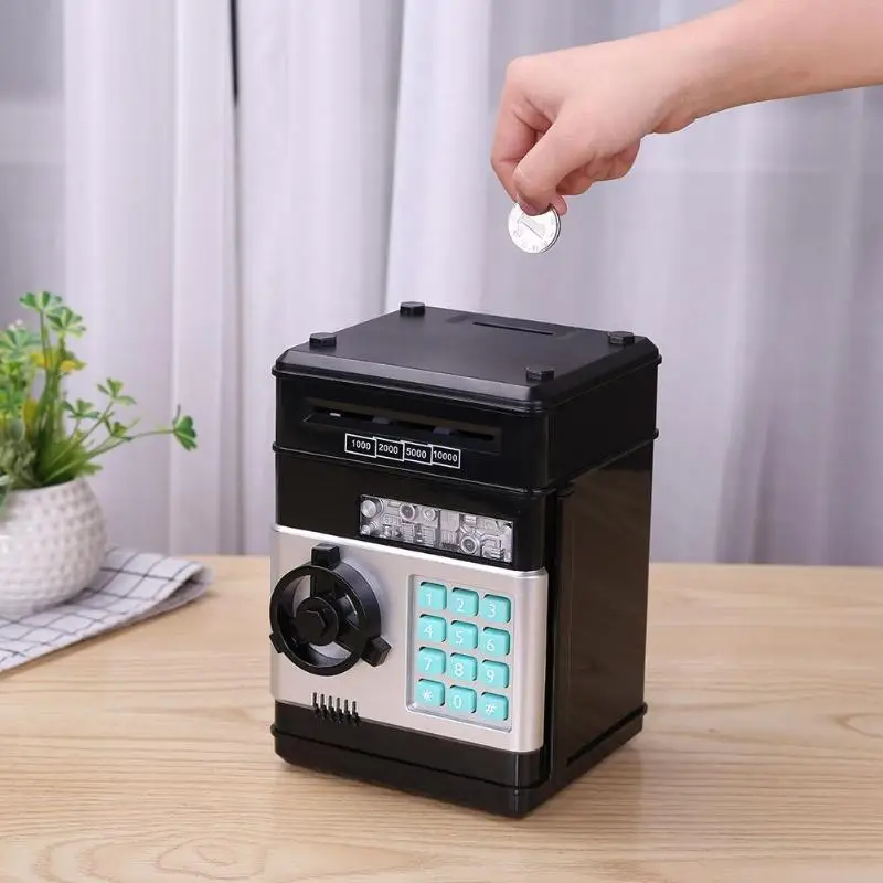 

Electronic Piggy Bank ATM Password Money Box Cash Coins Saving Box ATM Bank Safe Box Automatic Deposit Banknote Christmas Gift