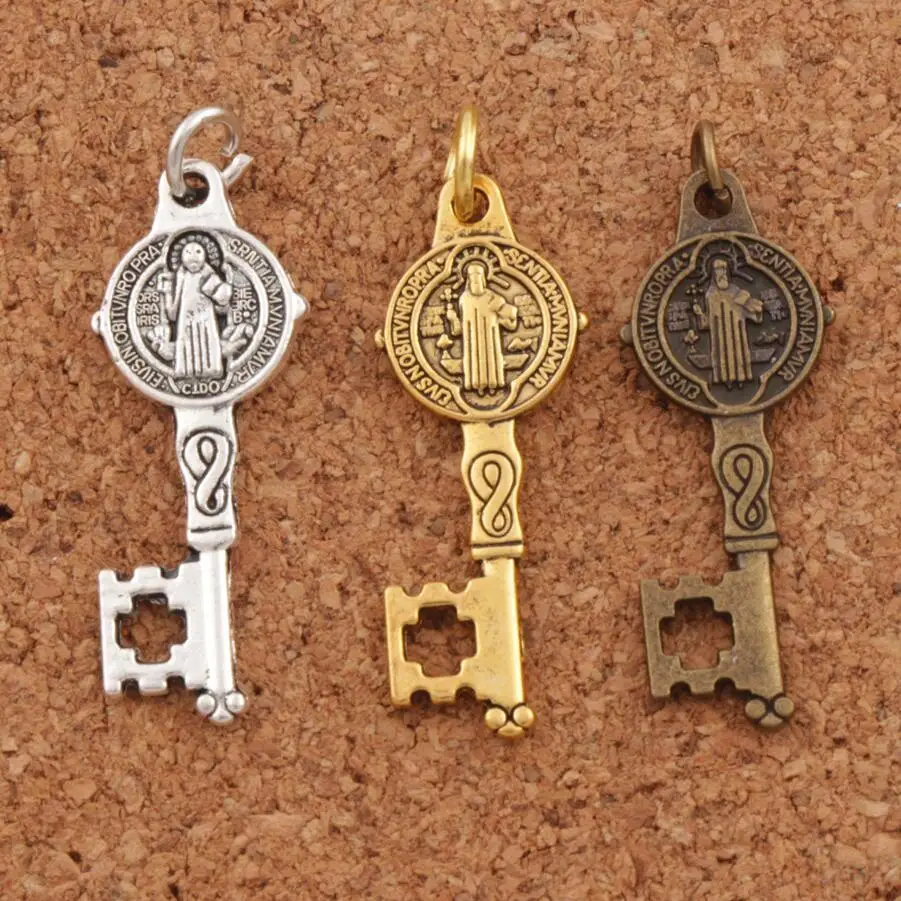 

Cristo Redentor St Saint Benedict Medal Cross Key Charms Pendants 150pcs Zinc Alloy Bronze Jewelry DIY T1640 12.5x32.7mm