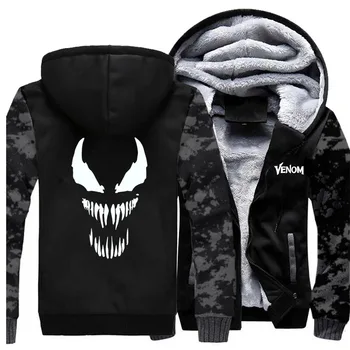 

Venom Edward Jacket Hoodies Sweatshirt Men Zipper Winter Thick Fleece Superhero Coat Jackets Sportswear Camouflage Streetwear