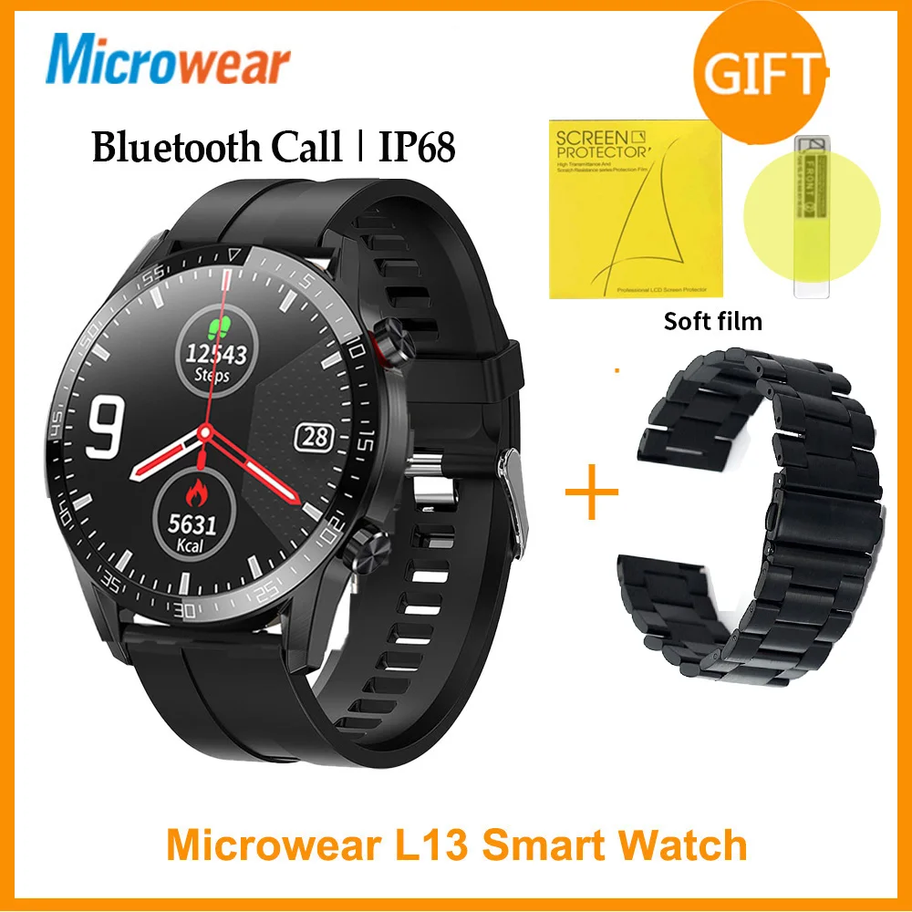 ES оригинальный Microwear L13 Смарт часы Для мужчин вызовов через Bluetooth ЭКГ пульсометр