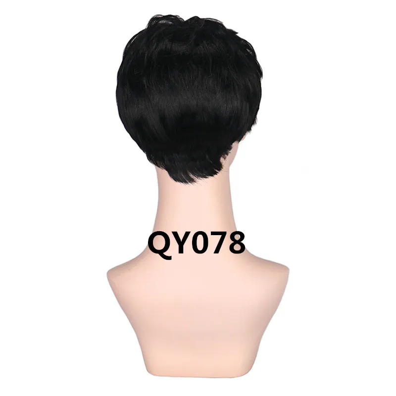Qqxcaiw женщины короткий прямой Боб вырезает черные парики естественный цвет термостойкие синтетические волосы парики