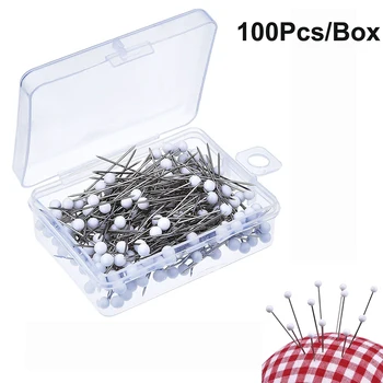 

100pcs/set 38mm Fashion Sewing Needles Multi Colored Glass Head Bead Pin Stitch Knitting Needles Sewing Fixed DIY Safety Pin