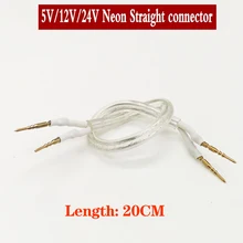 Connecteur néon blanc, 2 broches avec câble, pour câble dc 12v, dc 24v, dc 5v, ac 220v, ac 110v, Led couleur simple broches, 40 pièces
