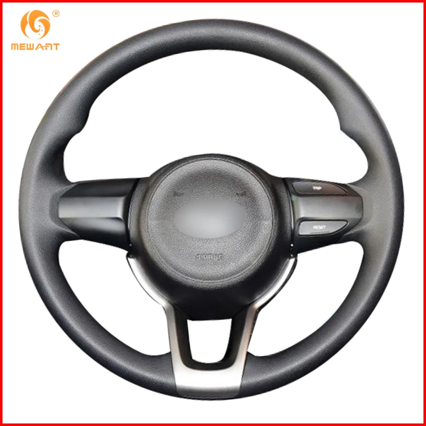 Mewant Black Artificial Leather Car Steering Wheel Cover For Kia Rio K2