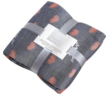 

200x230cm 4 Layers Cotton Blanket Lightweight Muslin Sleeping Sofa Bedspread Cotton Gauze bedding Throw blanket Heart Pattern