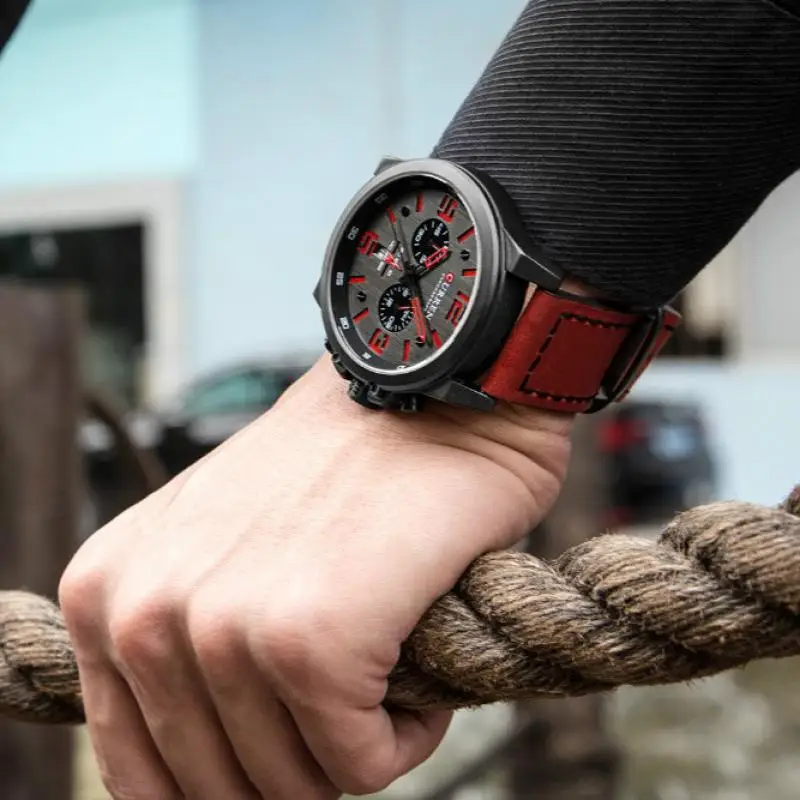 CURREN Reloj Hombre повседневные кварцевые часы для мужчин модные кожаные спортивные