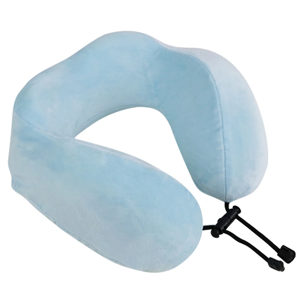 DIDIHOU u-образная Подушка для сна, подушка для путешествий, воздушная подушка, надувная двухсторонняя Флокированная подушка для автомобиля, самолета, отеля, подголовника - Цвет: D-skyblue