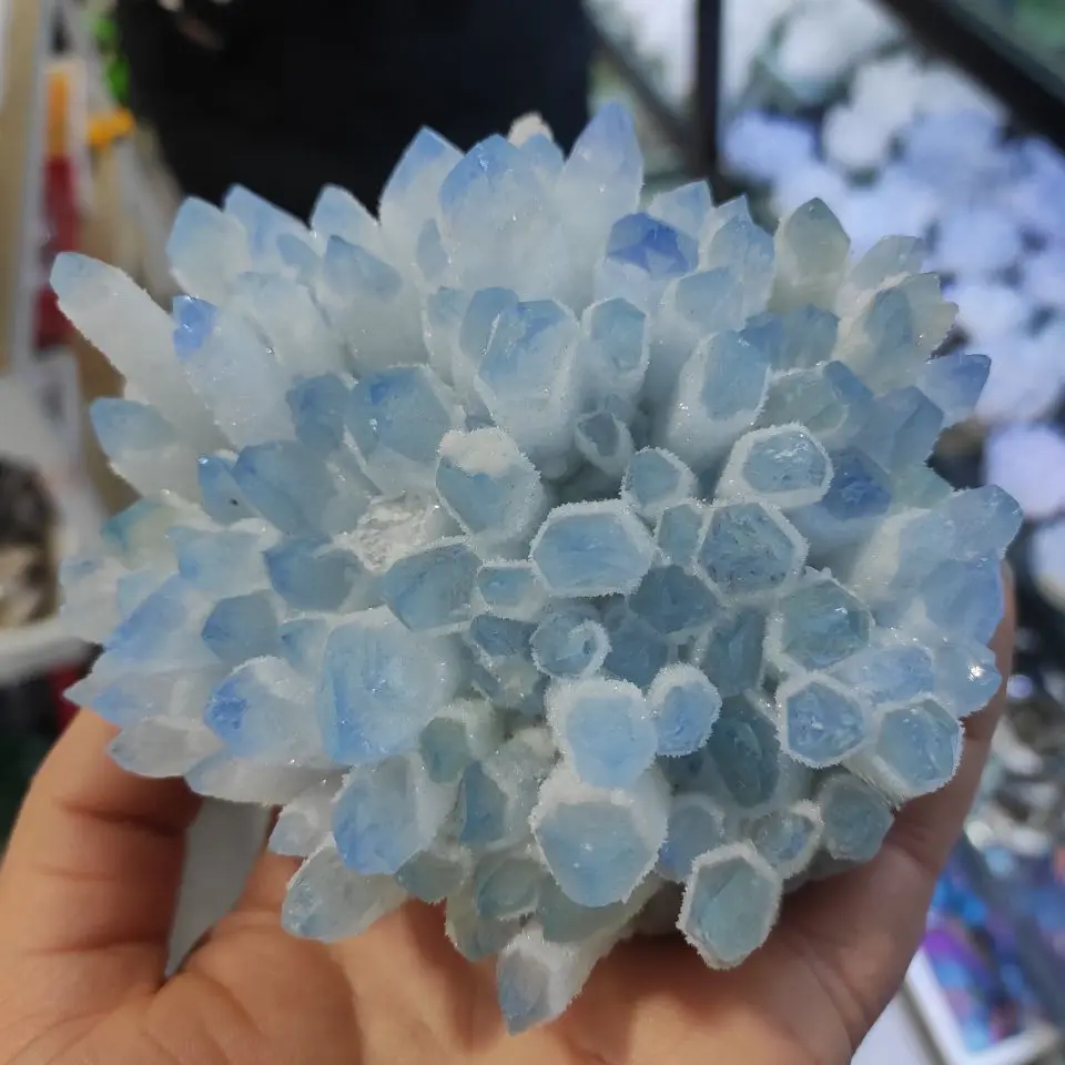 

Образец минеральный, 1 шт., редкий, с натуральным синим кристаллом, свадебное украшение, исцеляющий образец рейки, домашний декор