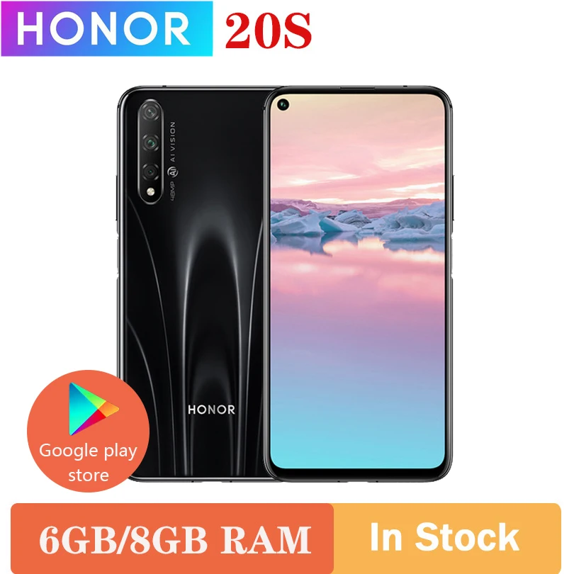 Honor 20S 6GB 128GB 48MP камера заднего вида Kirin 810 Восьмиядерный Google play 6,2" 2340 × 1080 FHD+ 3750mAh смартфон