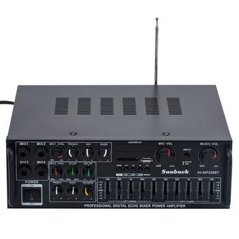 

110V 220V 12V 2.1 channel 200W high power Bluetooth FM USB MP3 Karaoke amplifier 10 segment equalizer family car audio amplifier