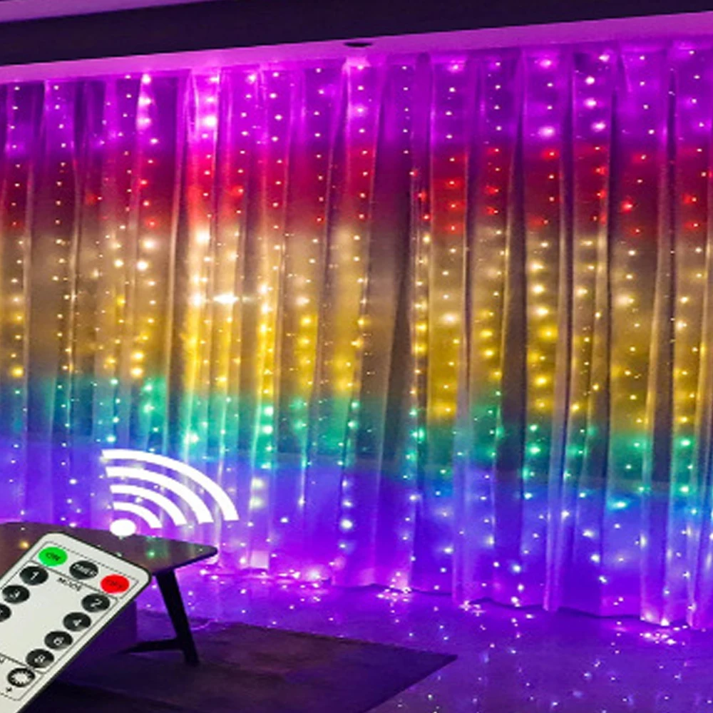 Rainbow LED Christmas Curtain String Lights Water Waterfall Lamp Wedding Room Decor Garland Garden Decoration Fairy Light 5V | Освещение