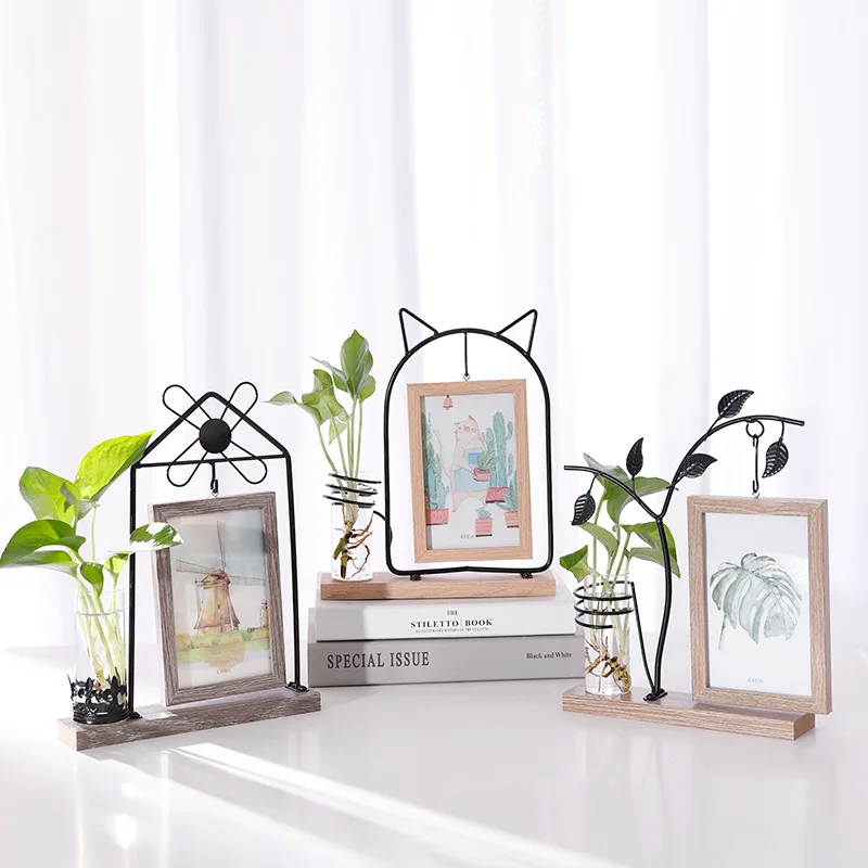 New Creative Iron Photo Frame Stand Double-sided photo frame hydroponic plant Home Decor Fashion Design | Дом и сад