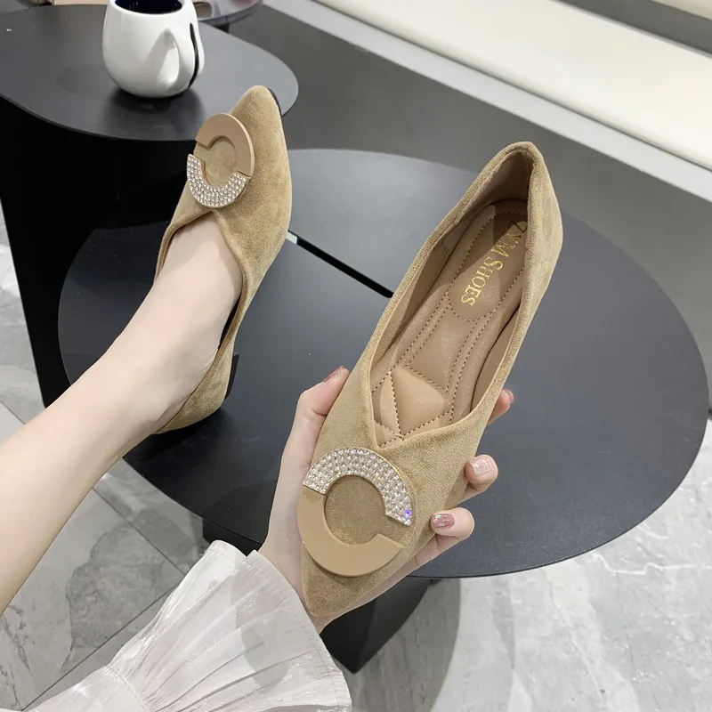 

Spring New women's shoes fashion bling suede pointed toe flats shoes female loafers casual slip on shoes zapatos de mujer U25-51