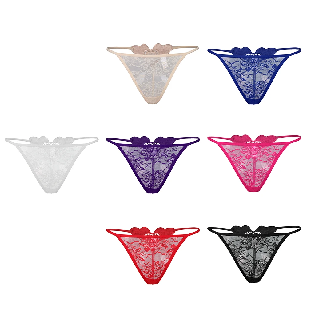 Women T-back Thong Lace Underwear Heart Shaped Lingerie G-string Knicker Women's lace t-back bandage underwear.