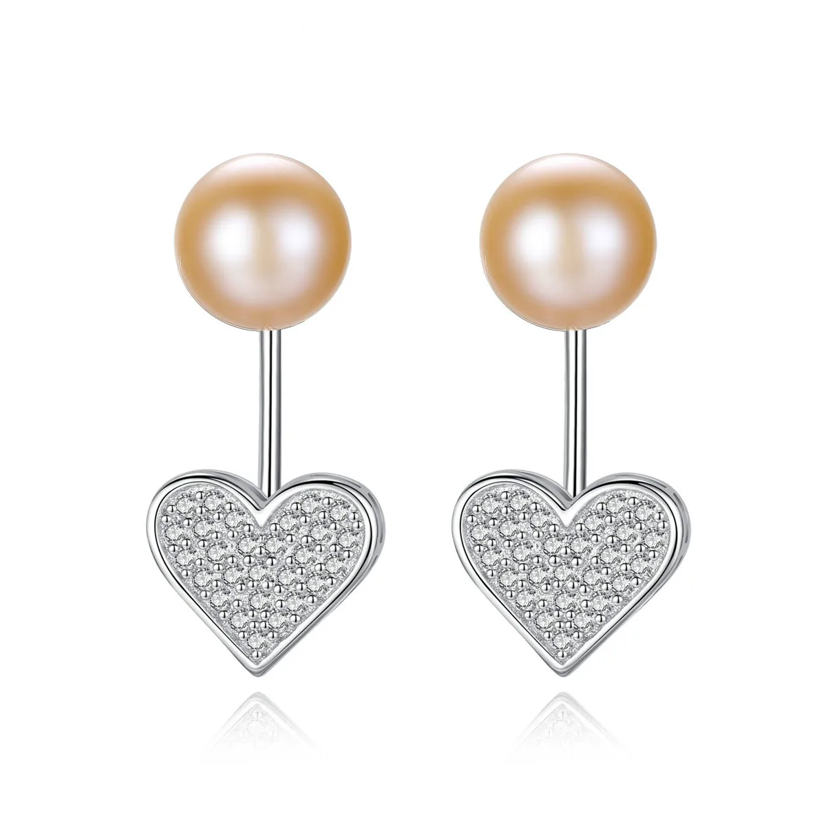 

YUEYIN Silver 925 Earrings Nature Pearl CZ Stud Earrings for Women Cute Heart Earrings for Women Party Jewelry Women Gift