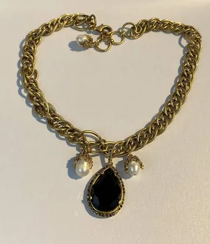 

Top Quality Fashion Party Jewelry For Women Black Crystal Pearls Necklace Luxcy Party Necklace Vintage Chain Jewelry Neckalce