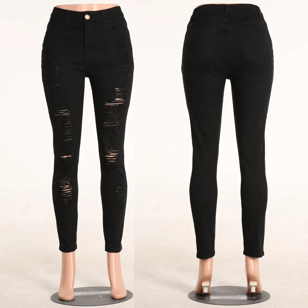 Dilusoo женские рваные джинсы Pecil брюки с дырками европейские облегающие эластичные брюки длинные брюки женские повседневные джинсы