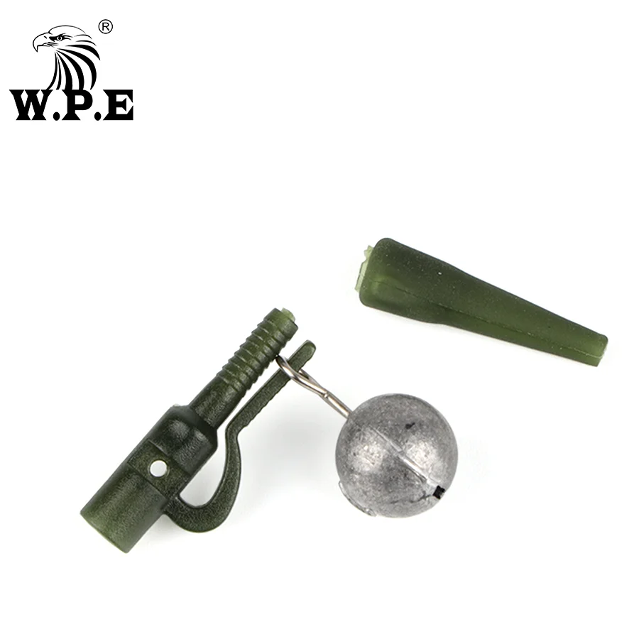 W. P. E 1 комплект/30 шт. Европейский Карп рыболовные свинцовые зажимы клеммные снасти безопасный хвост резиновый конус Карп комплект рыболовных принадлежностей Rig Pesca