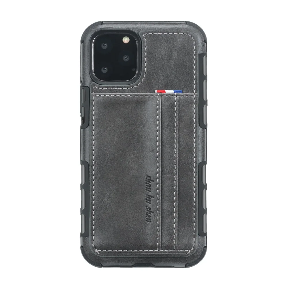 NORTHFIRE в стиле ретро из искусственной кожи карман для карт чехол для iPhone 11/11 Pro Max XR X XS Max 6/6 S/7/8 Plus накладка на заднюю панель с отделением для Coque Fundas - Цвет: Grey