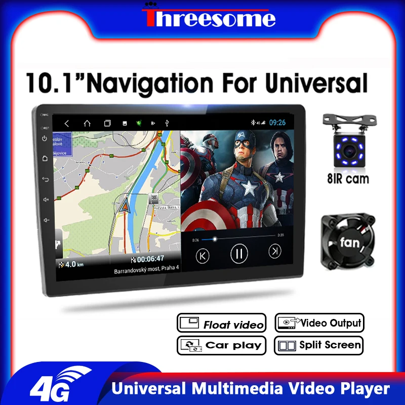 Автомобильная Мультимедийная магнитола 2 Din 10 1 дюйма Android 9 0 4 Гб + 64 ГБ Wi-Fi DSP RDS GPS FM