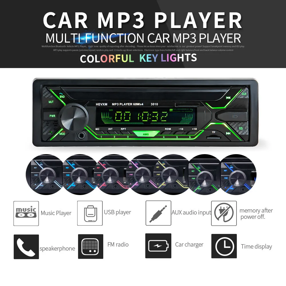 

12V Car MP3 Player FM Radio Stereo Bluetooth Phone AUX MP3 TF Car USB Remote Control Car Audio Stereo Player