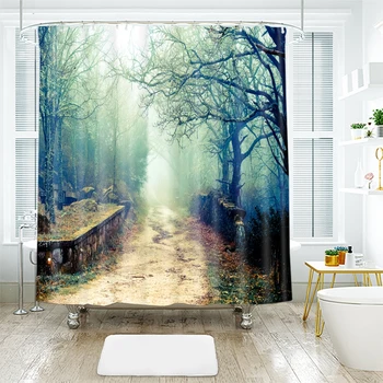 

3d Landscape Trees Pattern Wild Ancient Tree Shower Curtains Waterproof Thickened Bath Curtains for Bathroom Customizable