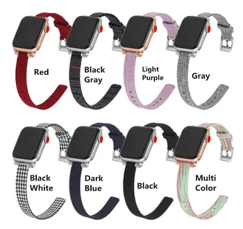 

30PCS New Canvas Bracelet Strap With Metal Head Grains for Apple Watch 1 2 3 4 38mm 40mm Slim Belt for iWatch 5 42mm 44mm