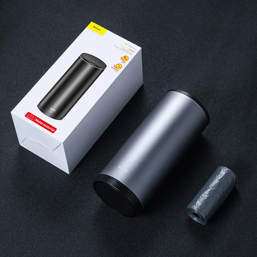 Car Trash Bin Alloy Garbage Can for Car Storage Holder Bag