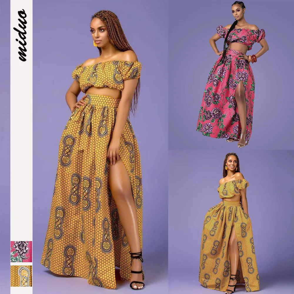 

WISH2019 New Style Pop Ethnic-Style Digital Printing High-waisted Slit Skirt Elastic Mid-length Skirt Women's