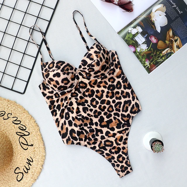 US $9.22 2020 Women Push Up Swimwear One Piece Swimsuit Female Bather Leopard Printed Bathing Suit Swim Lady