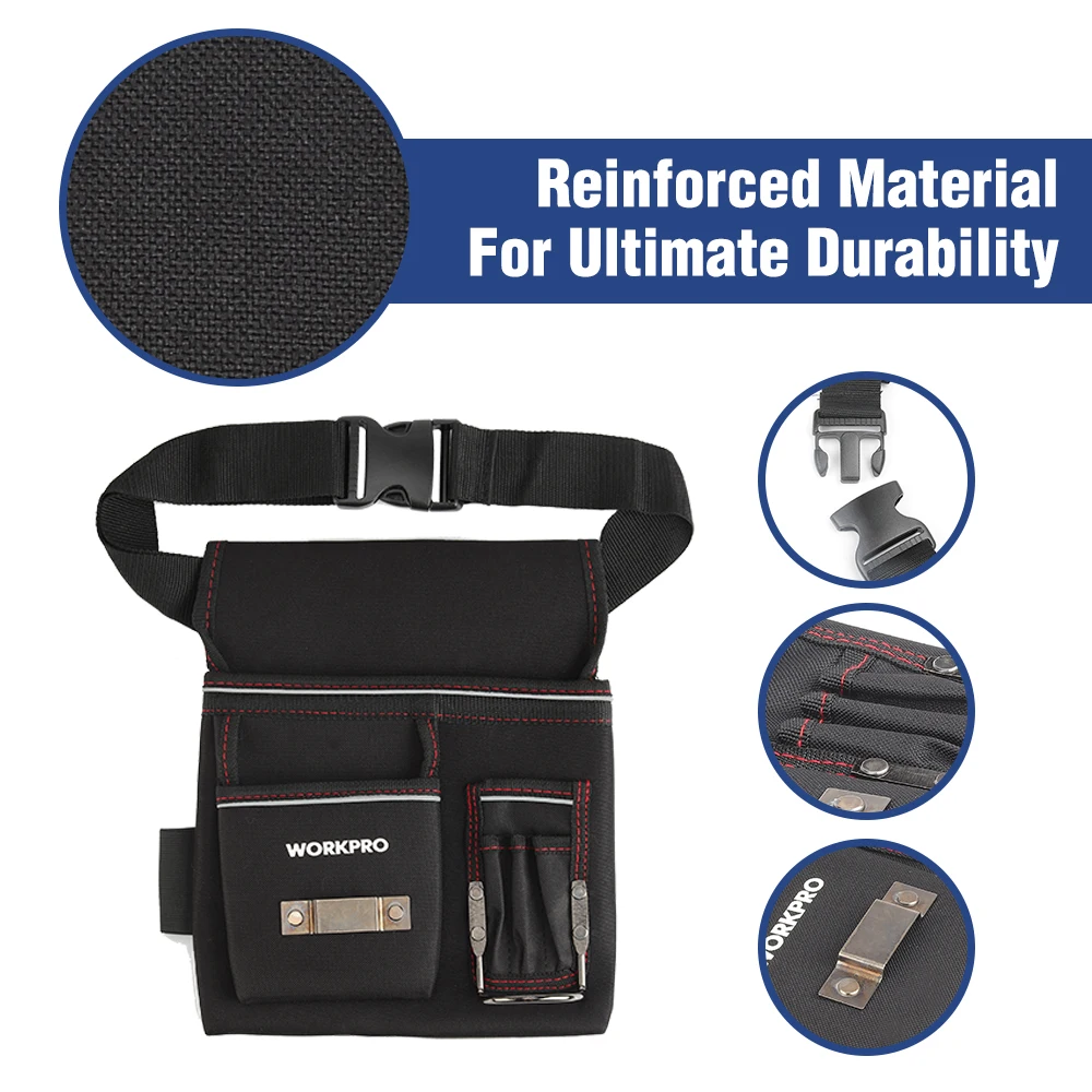 WORKPRO Multi-functional Electrician Tools Bag Waist Pouch with Adjustable Belt Storage Carrying Pouch 2