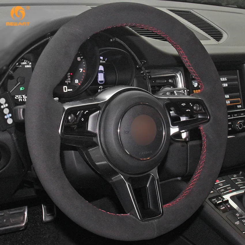 MEWANT черный замшевый чехол рулевого колеса автомобиля для Porsche Macan Cayenne 2015 2016