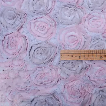 

Rabbit fleece two-color tape embroidered peony three-dimensional embroidered fabric, clothing pillow, bedding velvet fabric