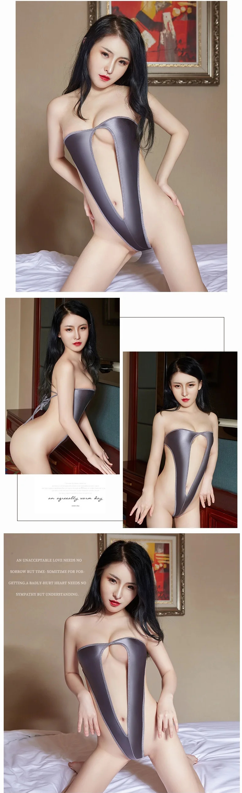 Body Sexy de corte alto sin tirantes para mujer, bañador calado de una pieza con Tanga de una pieza, Monikini, traje de baño elástico de tres puntos, lencería Sexy