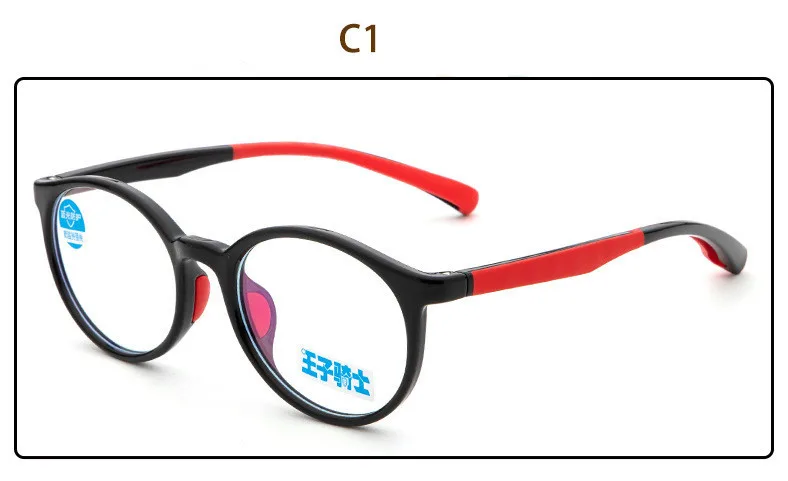 Круглые силиконовые анти-голубые легкие детские очки, игровые компьютерные очки, блокирующие UV400, прозрачные милые очки для мальчиков и девочек, детские защитные очки - Цвет оправы: C1