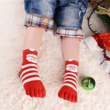 5 пар, рождественские носки с разноцветным носком с принтом Unisec, пять носок с пальцами, хлопок, забавные Meias de cinco dedos Wd4