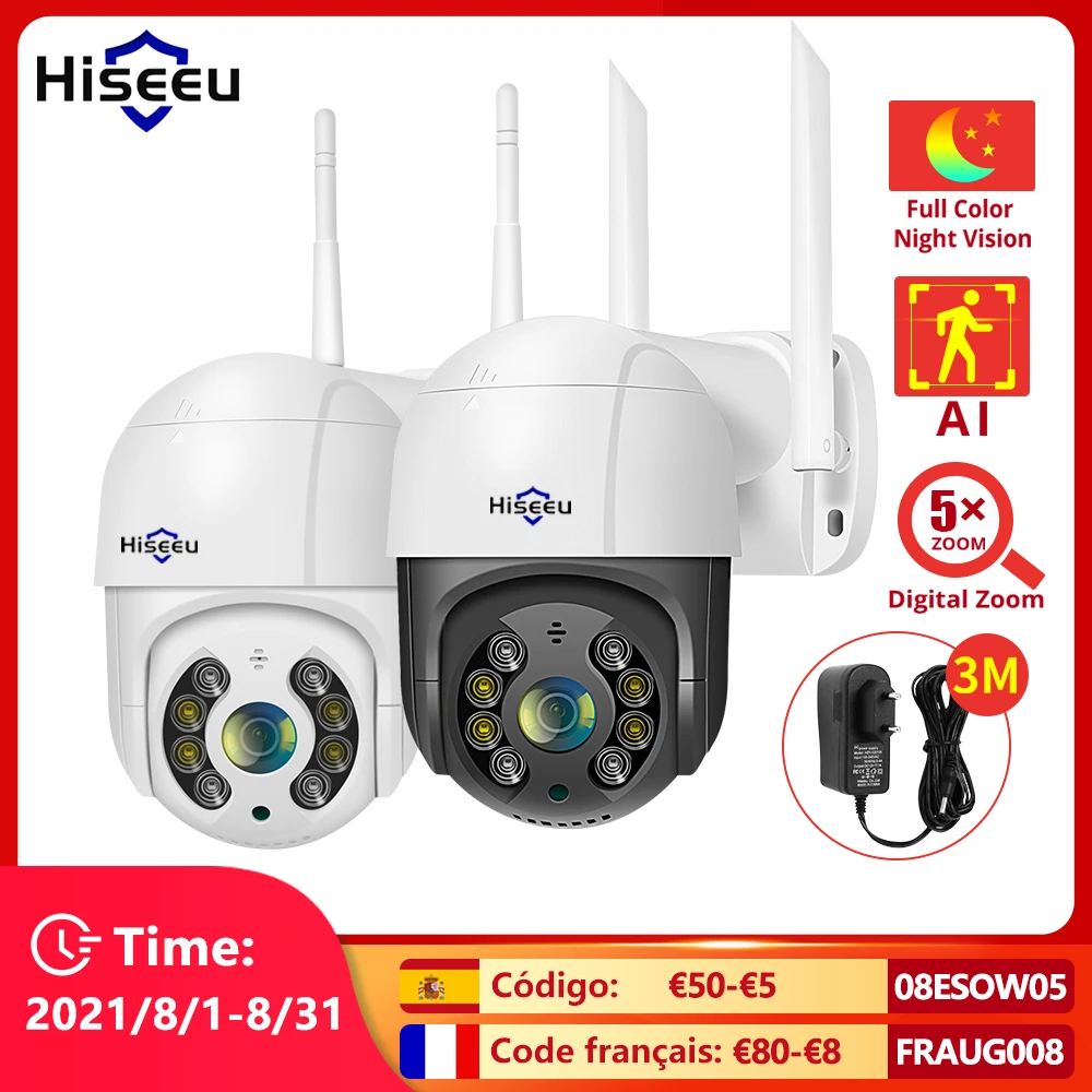 Hot Sale Products! Hiseeu PTZ WIFI IP Dome 3MP Camera 2MP 1080P Outdoor Waterproof Security Speed Camera SD Card Wireless IP Camera App View
