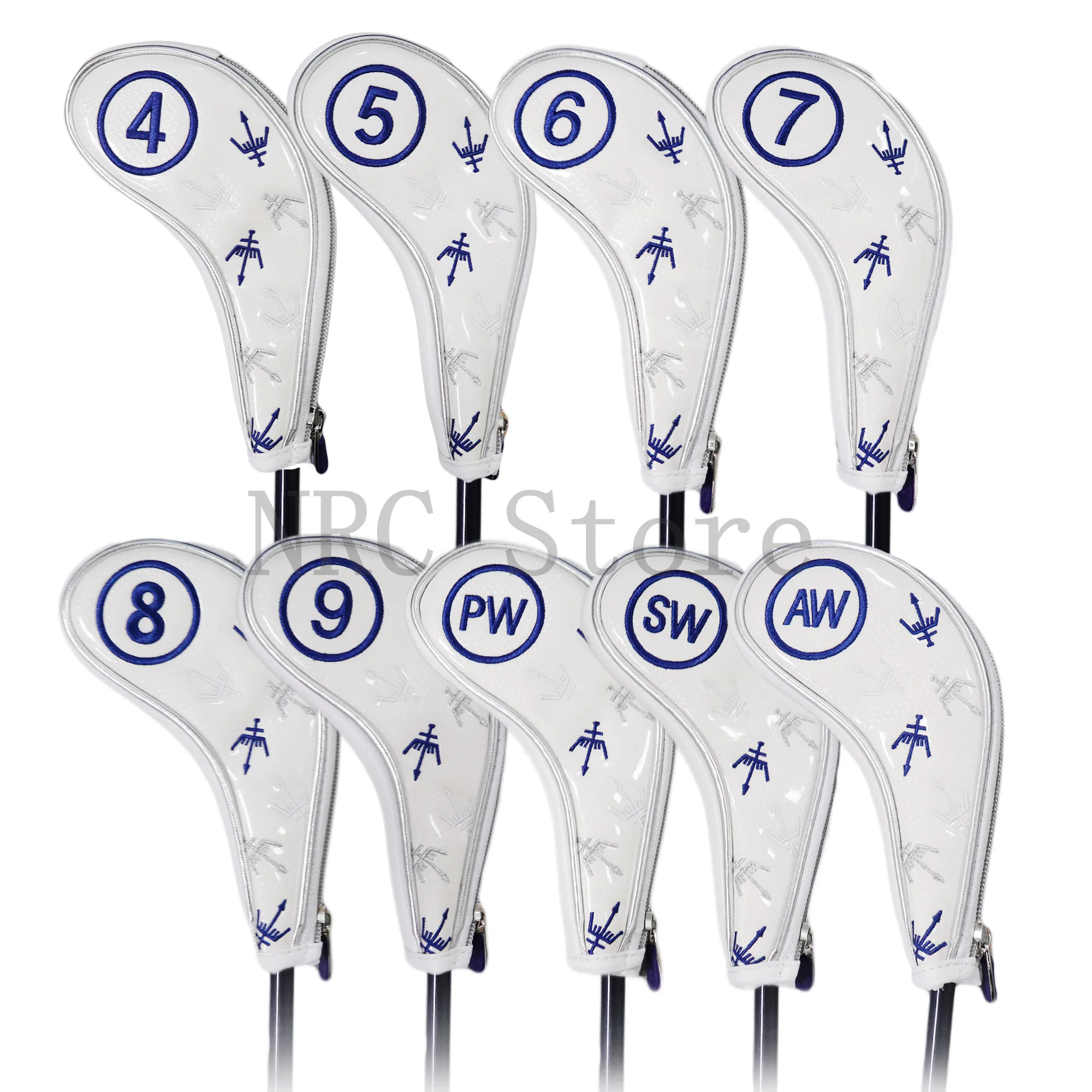 NRC Golf Iron Headcovers Customized Synthetic Leather 9pcs (4,5,6,7,8,9,P,S,A) Set with Zipper Closure Putter Cover Protect. NRC Golf Iron Headcovers Customized Synthetic Leather 9pcs (4,5,6,7,8,9,P,S,A) Set with Zipper Closure Putter Cover Protect.