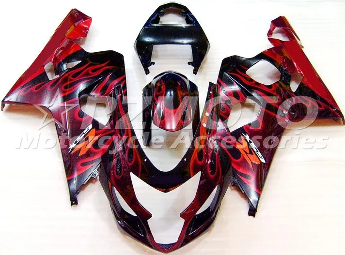 

New ABS Motorcycle Injection Full Fairings Kit Fit for Suzuki GSX-R600 GSX-R750 K4 2004 2005 04 05 Bodywork set Flame Red