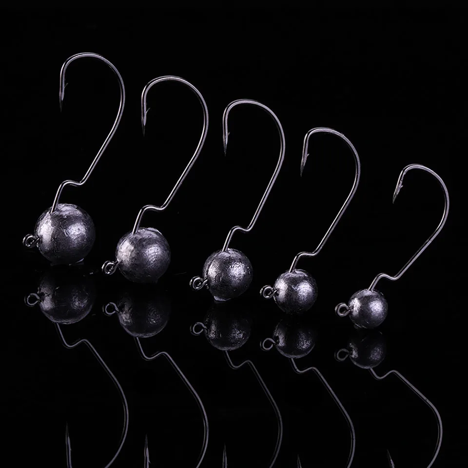 Ходить Рыбы 5 шт./лот открытые Lead Jig Head 3.5g 5g 7g 10g 14g приманка со свинцовым крюком С