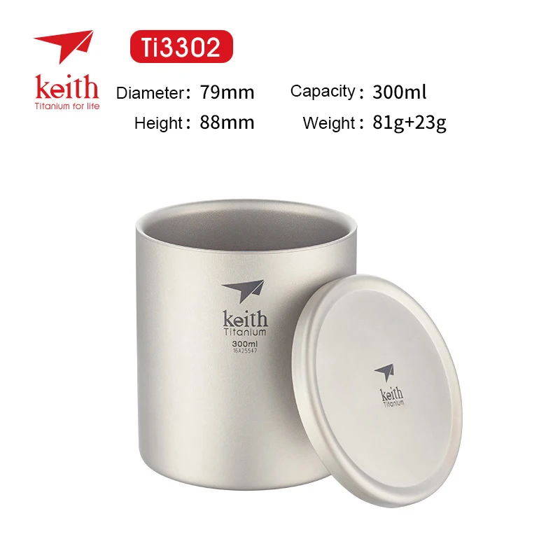 Кружка с двойной стенкой Keith Titanium 220 мл 600 мл|titanium cup|keith titaniumcup camping |