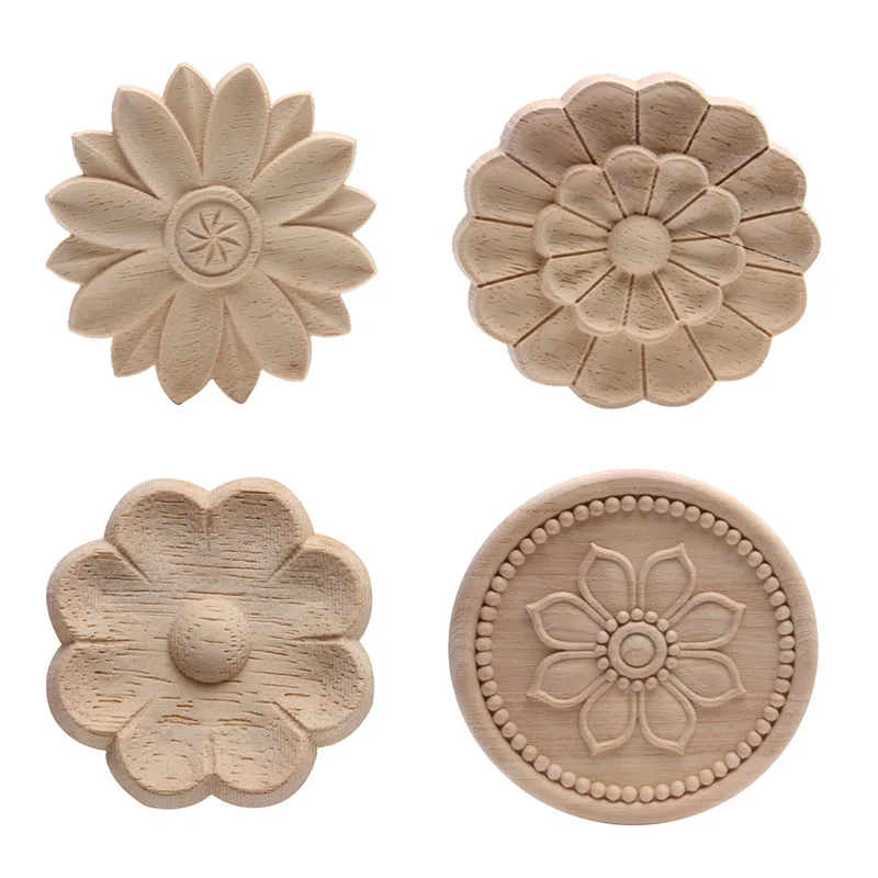

Wood Applique Onlay Wood Decal Carved Decor Unpainted Antique Modern Ornamental Wooden Walls Corner Home Ornamental European