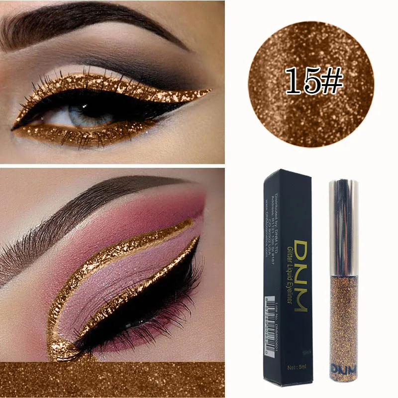 16 colors Liquid Glitter Eyeliner Long Lasting Diamond Eyeliner Cosmetic Waterproof Eyeshadow Shimmer Sparkling Makeup TSLM1 - Цвет: 15