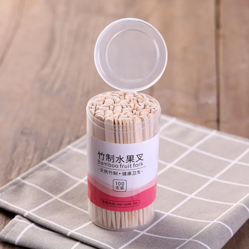 

Tang zong Chopsticks Fruit Fork Cake Dessert Fork Cut Fork Bamboo Thick Type Fork 100 Pack