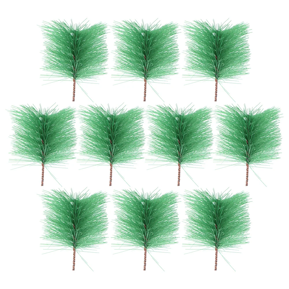 

10Pcs Emulation Pine Needle Decor DIY Christmas Plastic Light Accessory (Green)