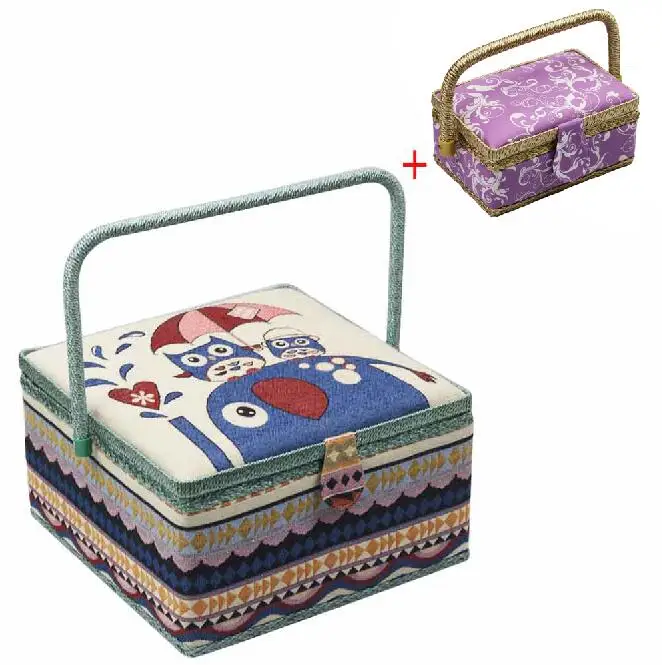 Домашняя большая корзина для шитья с различными аксессуарами для шитья, тканевый набор для шитья, коробка для хранения, рождественский подарок для мамы - Цвет: No1