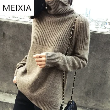 

Retro Cashmere Turtleneck Sweater Women Pullover 2020 Long Sleeve Loose Solid Thicked Winter Ladies Sweater Women