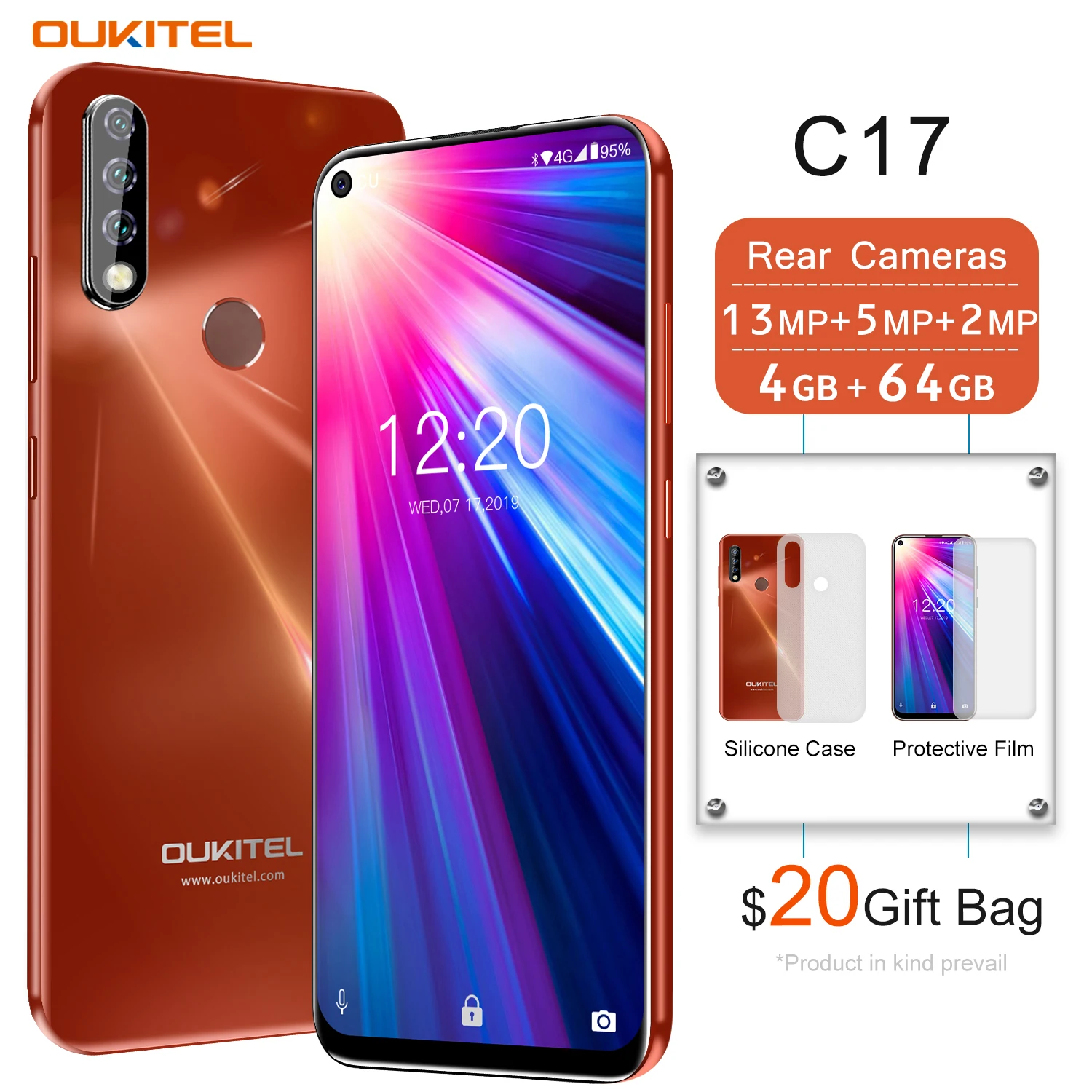 4G мобильный телефон OUKITEL C17 Android 9,0 смартфон 6,35 ''распознавание лица отпечаток пальца Восьмиядерный 3 Гб 16 Гб 3900 мАч Тройная камера MT6763