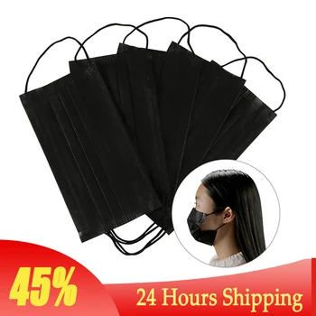 

10/20/50/100Pcs Black Mouth Mask Disposable Cotton Mouth Face Mask Mask Earloop Activated